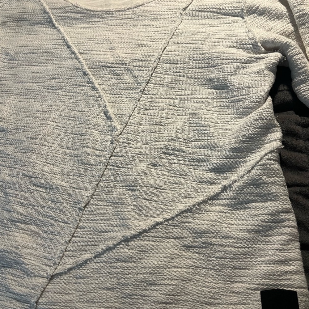White Textured Crew Neck Sweater